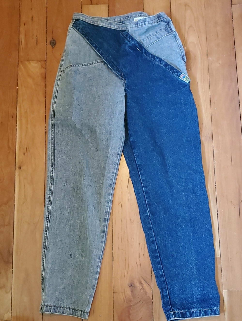 Vintage "GASOLINE" Two Tone Jeans Junior 9 Super Cool! Side Zip
